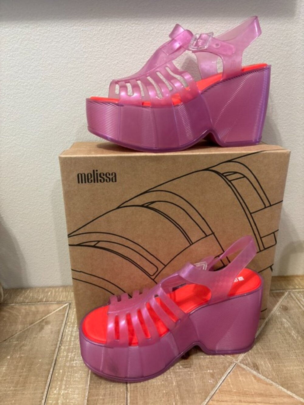 NEW Melissa MEL Station 79 Pearly Pink Platform Sandals Candy Scented - Picture 4 of 5